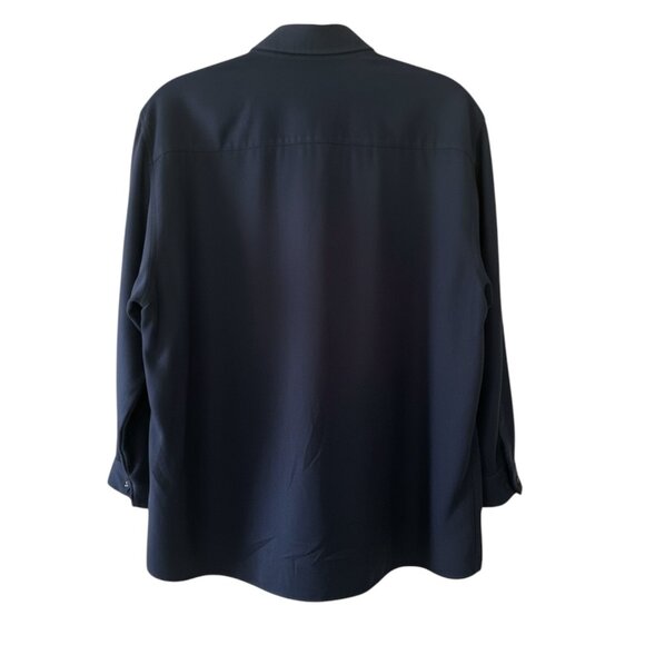 Lauren Ralph Lauren Women’s Size 12 100% Silk Navy Blouse – Gold Crest Logo – Lo - Picture 2 of 6